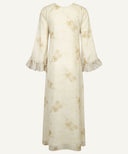 Beige Floral Bell Sleeve Wrap Maxi Dress