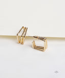 AYA Gold Triple Bar Square Hoop Earrings