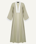 Clary Sage Contrast Trim Cardigan Abaya Set