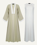 Clary Sage Contrast Trim Cardigan Abaya Set