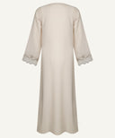 Cream Peach Embroidered Scallop A-Line Cardigan Set