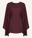Maroon Cape Overlay Tunic Matching Set