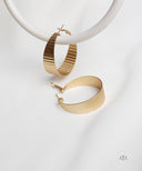 AYA Gold Ribbed Wide Hoop Earrings