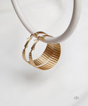AYA Gold Ribbed Wide Hoop Earrings