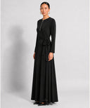Black A-Line Long Sleeve Jersey Dress
