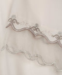 Cream Peach Embroidered Scallop A-Line Cardigan Set