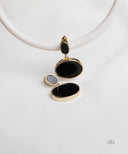 AYA Gold With Black Disc Drop Earrings