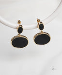 AYA Gold With Black Disc Drop Earrings