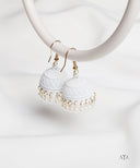AYA Matte White Pearl Dome Jhumka Earrings