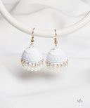 AYA Matte White Pearl Dome Jhumka Earrings