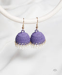 AYA Matte Plum Smoothie Pearl Dome Jhumka Earrings