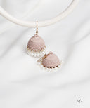 AYA Matte Dusty Rose Bisque Pearl Dome Jhumka Earrings