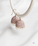 AYA Matte Dusty Rose Bisque Pearl Dome Jhumka Earrings