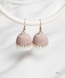 AYA Matte Dusty Rose Bisque Pearl Dome Jhumka Earrings