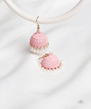 AYA Matte Light Pink Pearl Dome Jhumka Earrings