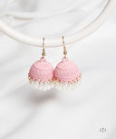 AYA Matte Light Pink Pearl Dome Jhumka Earrings
