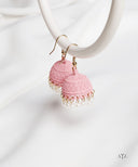 AYA Matte Light Pink Pearl Dome Jhumka Earrings