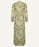 Olive Green Printed Button Down A-Line Maxi Dress