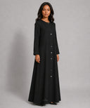 Black Button Down A-line Abaya