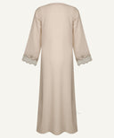 Warm Beige Embroidered Scallop A-Line Cardigan Set