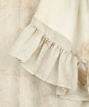 Beige Floral Bell Sleeve Wrap Maxi Dress