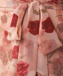 Rose Water Print Chiffon Classic A-Line Long Sleeve Maxi Abaya Dress