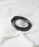 AYA Platinum Black Layered Snake Chain Coil Bracelet