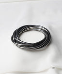 AYA Platinum Black Layered Snake Chain Coil Bracelet