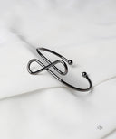 AYA Platinum Black Infinity Open Cuff Bracelet