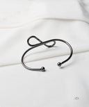 AYA Platinum Black Infinity Open Cuff Bracelet