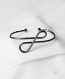 AYA Platinum Black Infinity Open Cuff Bracelet