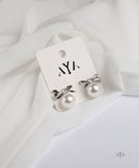 AYA Silver Pearl Bow Stud Earrings