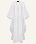 White Front Open Lace Kaftan Set