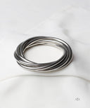 AYA Silver Layered Snake Chain Coil Bracelet
