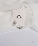 AYA Silver Crystal Bow Pearl Stud Earrings