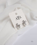 AYA Silver Crystal Bow Pearl Stud Earrings