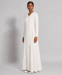 White Wrap Long Sleeve Maxi Dress