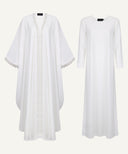 White Front Open Lace Kaftan Set