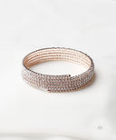 AYA Rose Gold Coil Bangle With Clear Rhinestones