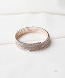 AYA Rose Gold Coil Bangle With Clear Rhinestones