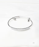 AYA Silver Charm Bangle with Baguette Crystals