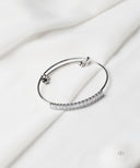 AYA Silver Charm Bangle with Baguette Crystals