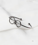 AYA Platinum Black Infinity Cuff Bracelet