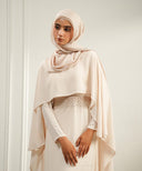 White Peach Overlay Cape A-Line Dress