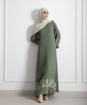 Evara Matte Green A-line Dress