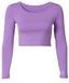 Lilac Cropped Long Sleeve Body Shirt | Tee Shirt