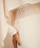 White Peach Overlay Cape A-Line Dress
