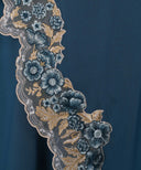 Teal Blue Front Open Embroidered Side Panel Kaftan Set
