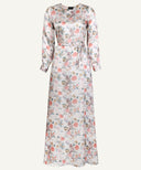 Soft Beige Printed A-Line Maxi Dress