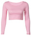 Rose Pink Cropped Long Sleeve Body Shirt | Tee Shirt